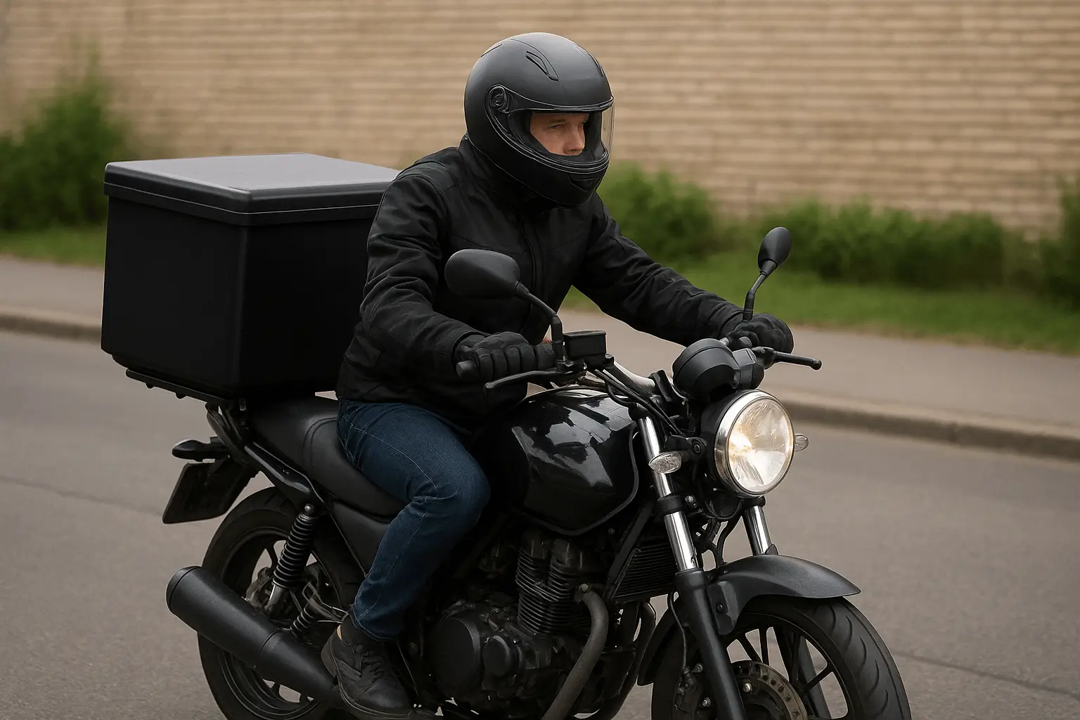 Motoboy em Goiânia em moto com baú, pronto para entrega e motofrete
